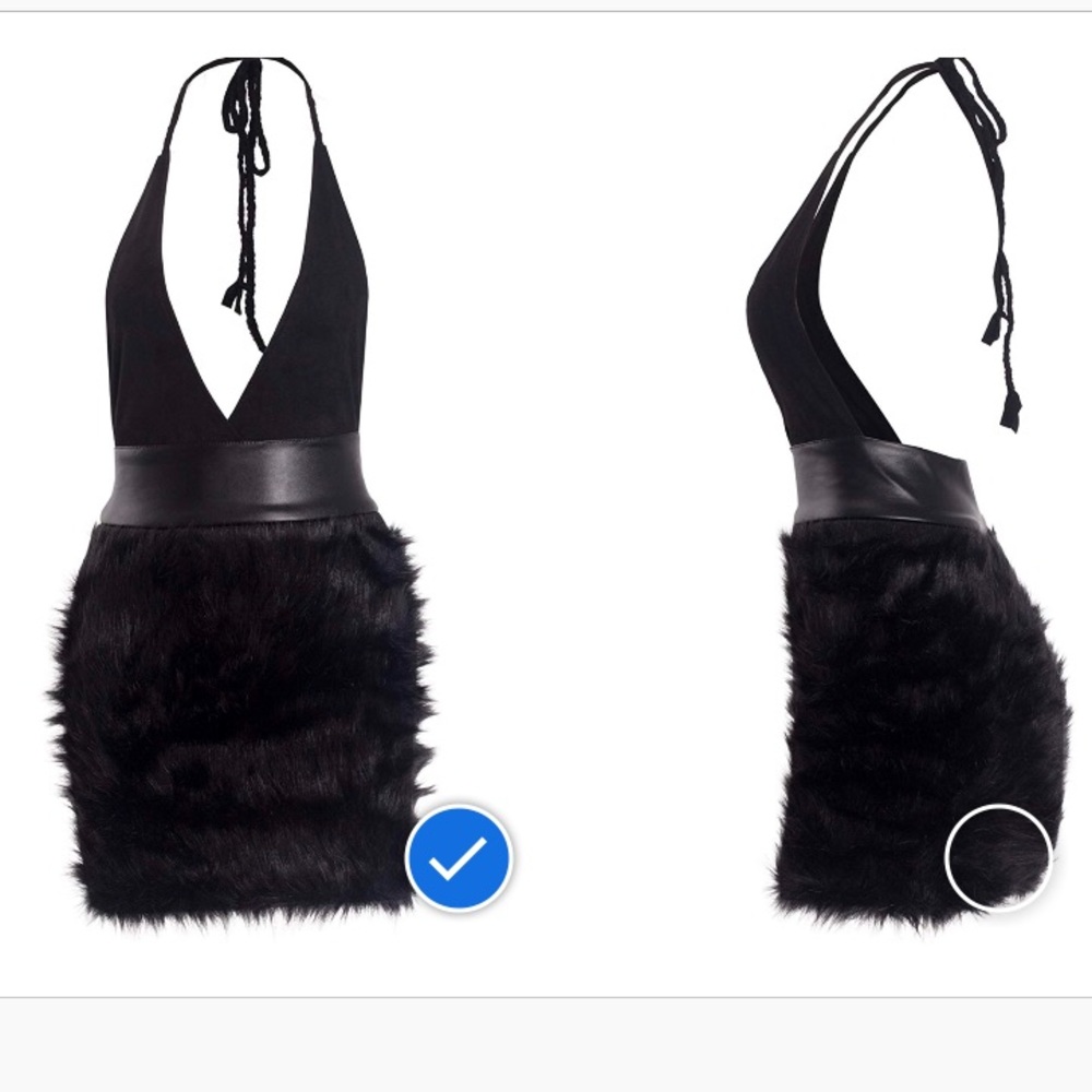 Halter fur skirt dress